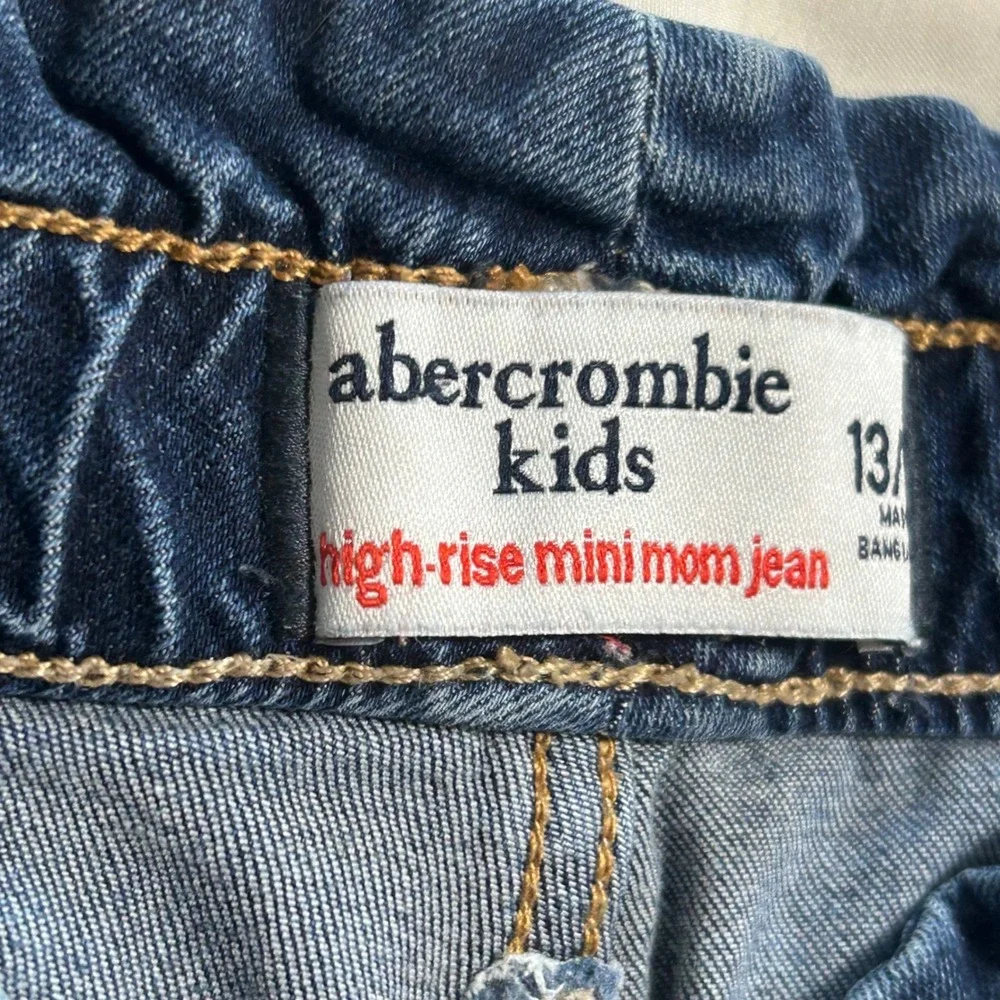 Abercrombie Kids High Rise‎ Mini Mom Jean Distressed Blue Denim Size 13/14